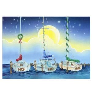 LPG Holiday Sailboat Full Color Single (1) Christmas Greeting Card